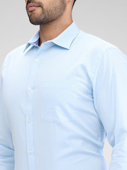 Park Avenue Blue Structure Slim Fit Cotton Formal Shirt