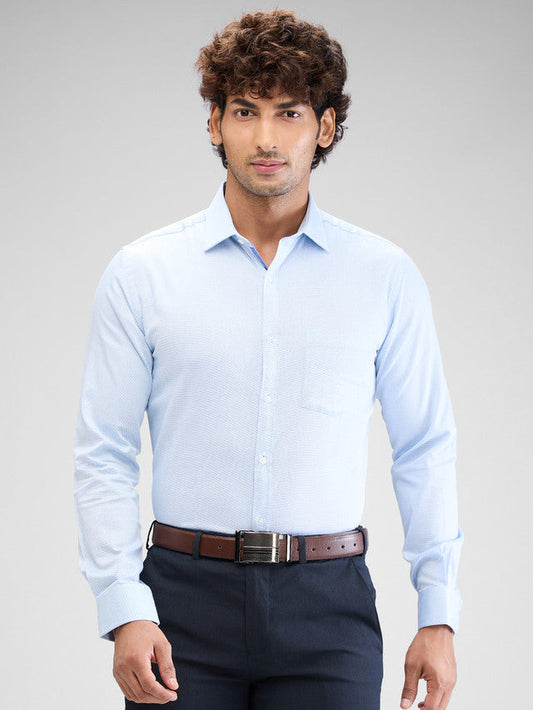 Park Avenue Blue Structure Slim Fit Cotton Formal Shirt