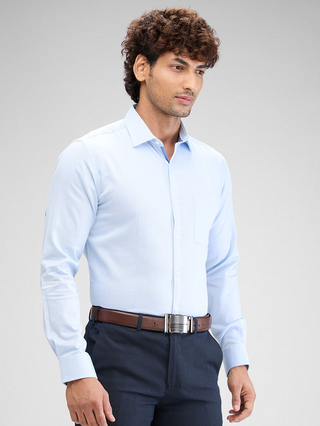 Park Avenue Blue Structure Slim Fit Cotton Formal Shirt