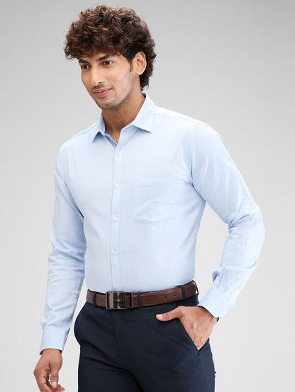 Park Avenue Blue Structure Slim Fit Cotton Formal Shirt