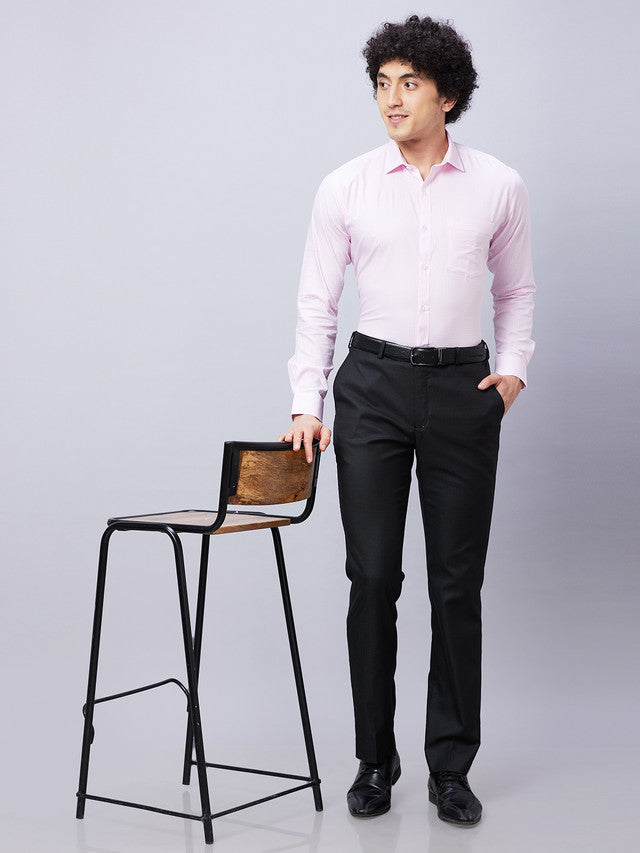 Park Avenue Men Pink Checkered Slim Fit Cotton Formal Shirt
