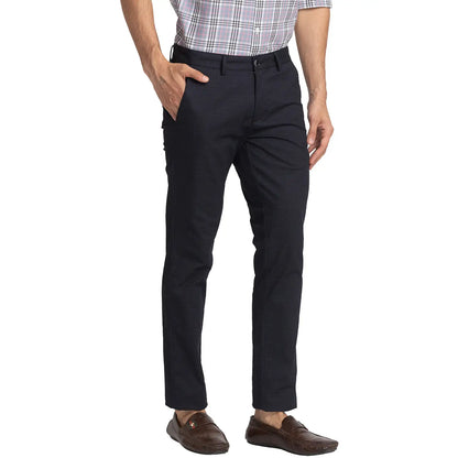 Men Black Neo Classic Fit Print Cotton Blend Trouser