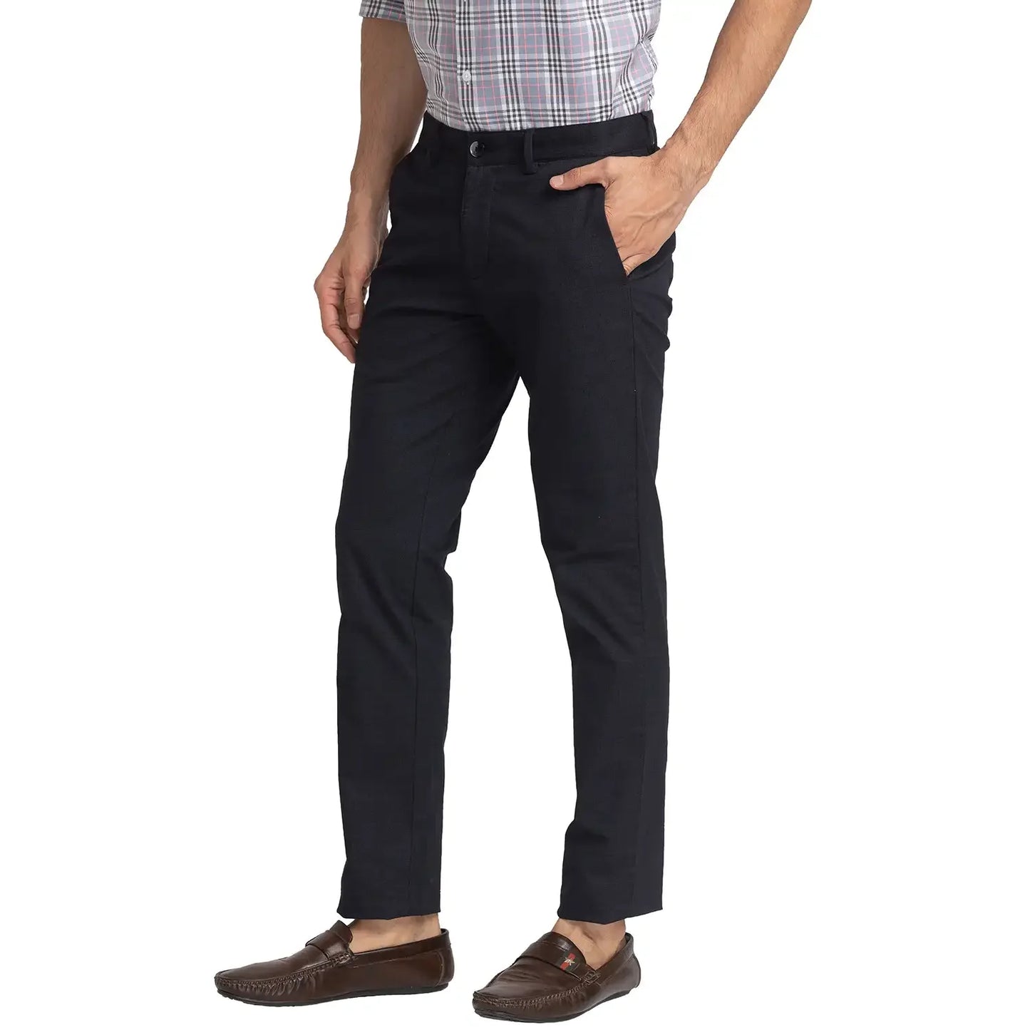 Men Black Neo Classic Fit Print Cotton Blend Trouser