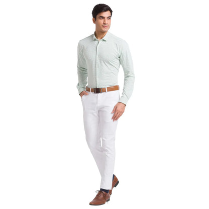 Men White Neo Classic Fit Solid Cotton Trouser