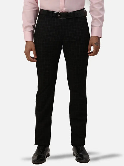 Men Black Neo Classic Fit Print Cotton Blend Trouser