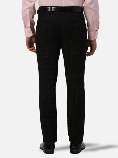 Men Black Neo Classic Fit Print Cotton Blend Trouser