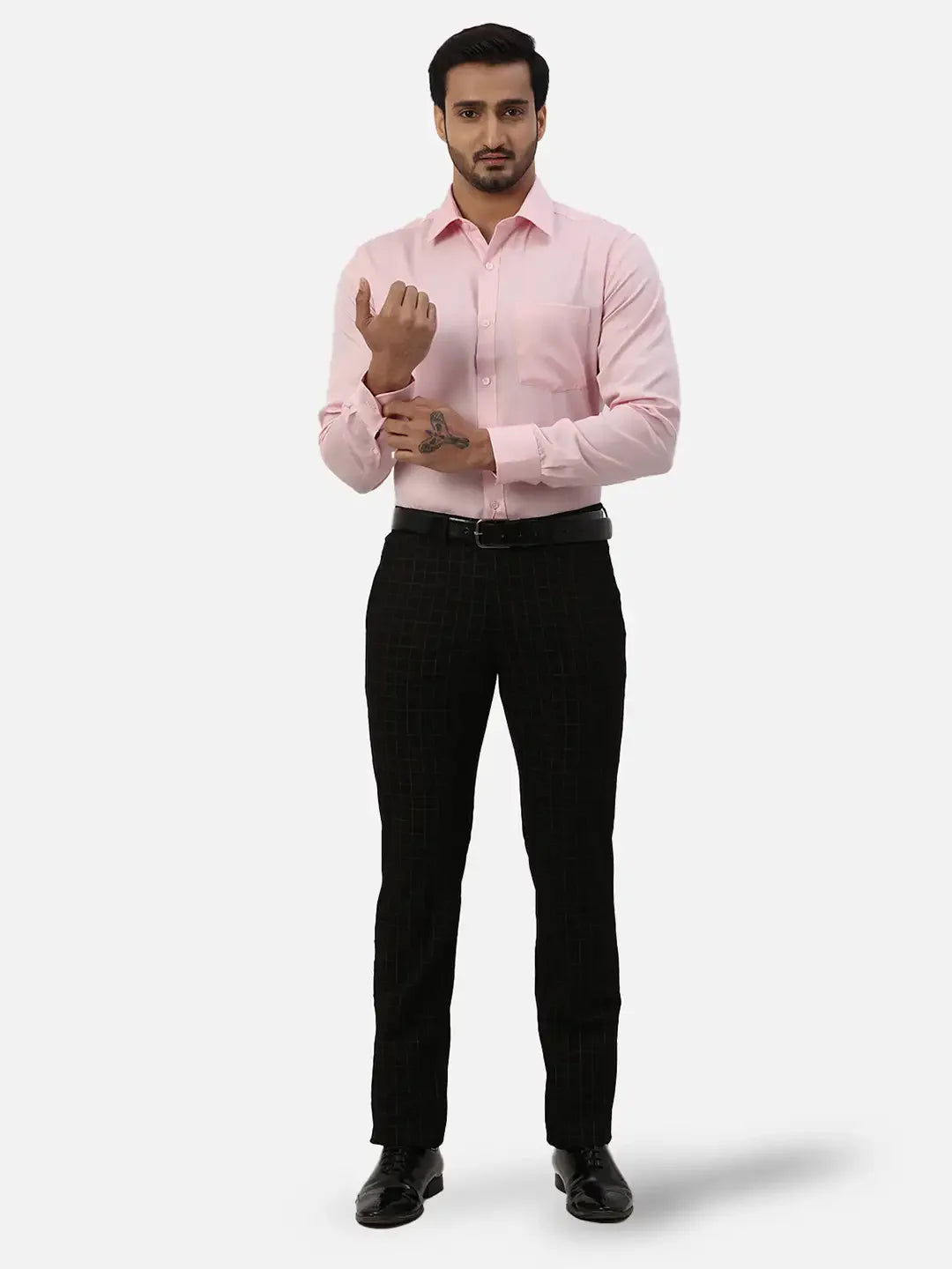 Men Black Neo Classic Fit Print Cotton Blend Trouser