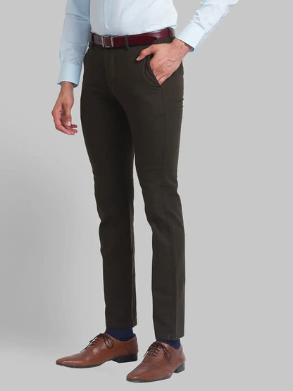 Men Green Neo Classic Fit Solid Cotton Blend Trouser