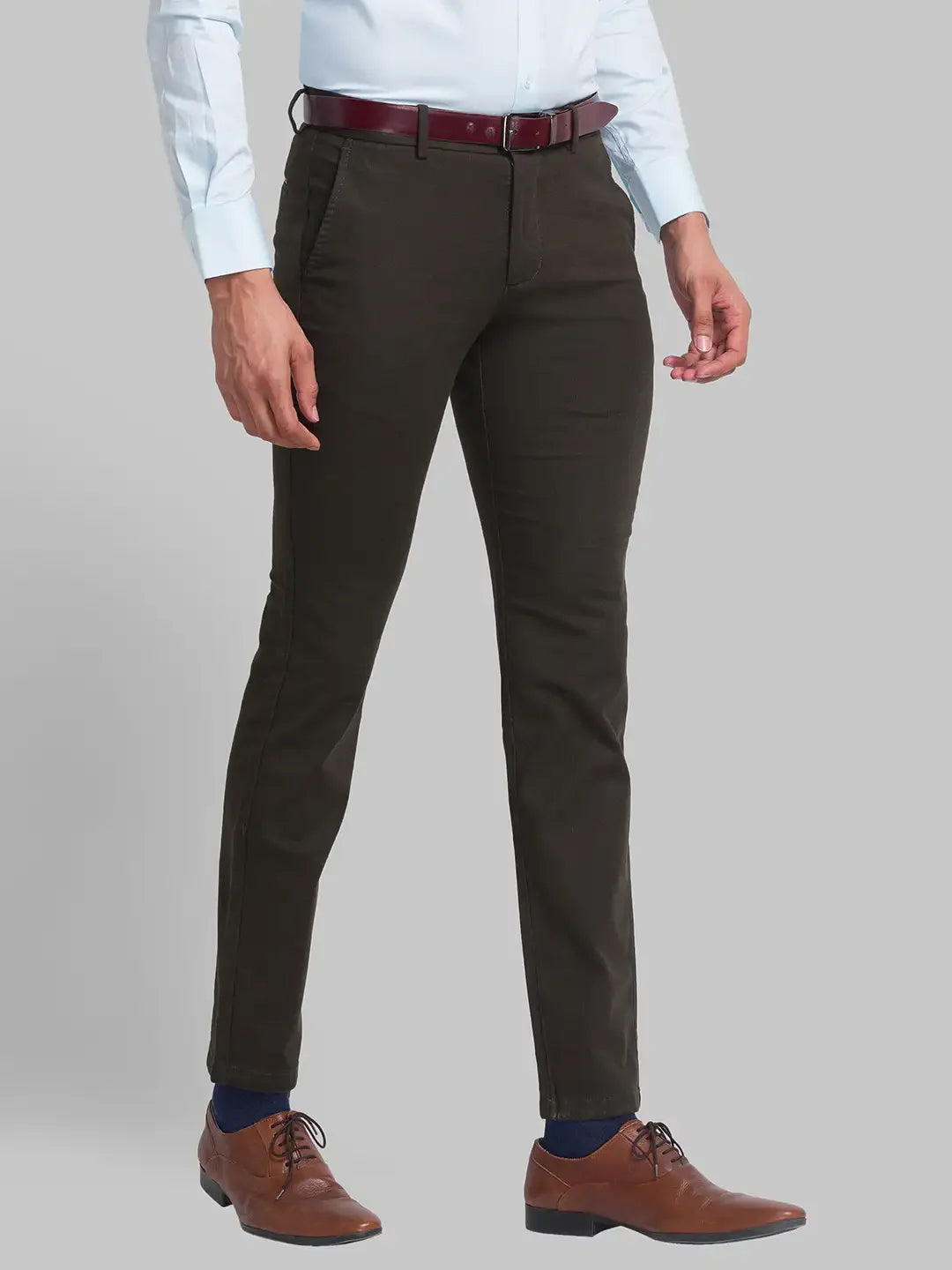 Men Green Neo Classic Fit Solid Cotton Blend Trouser