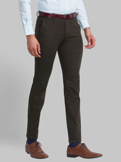 Men Green Neo Classic Fit Solid Cotton Blend Trouser