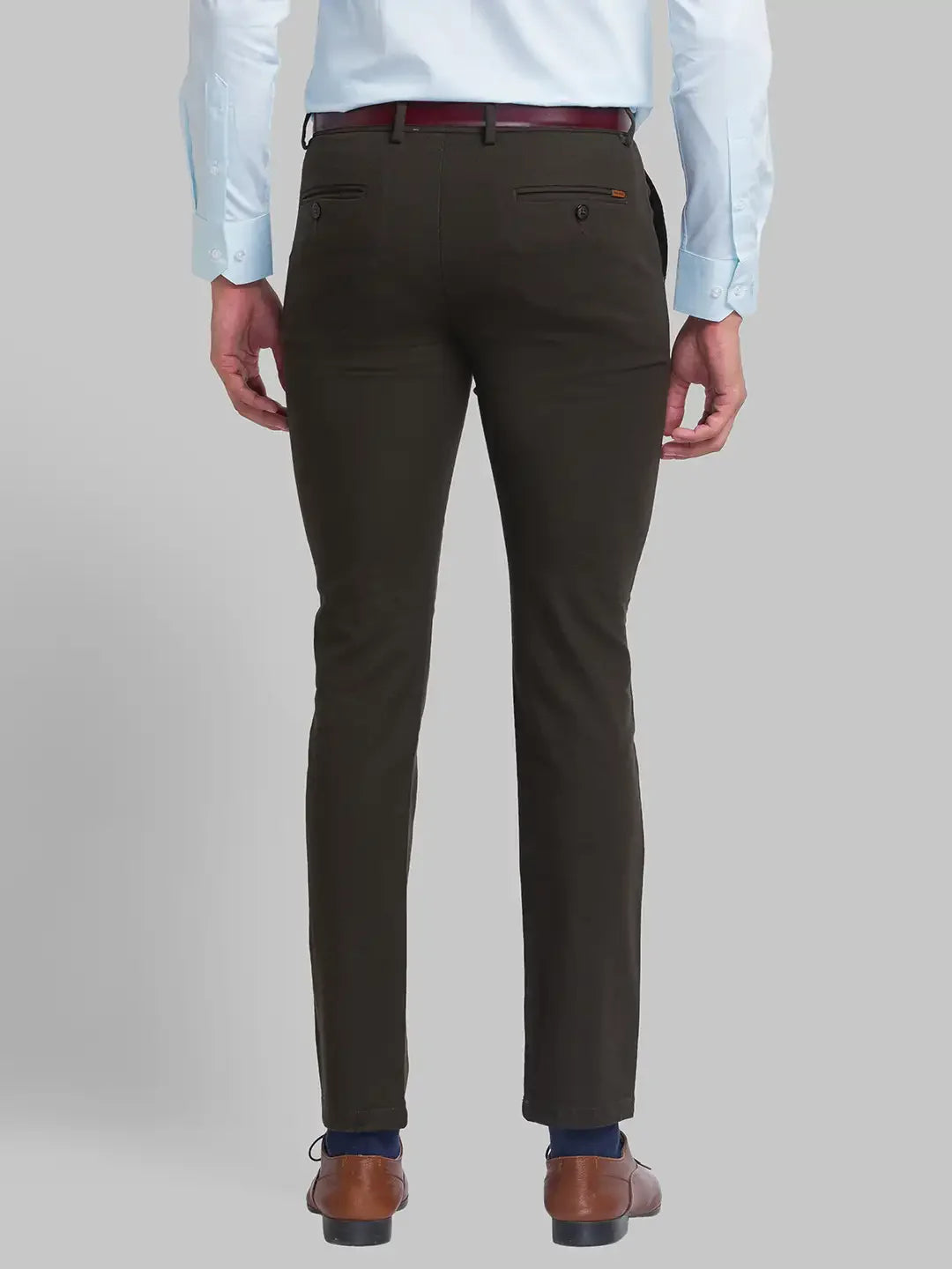 Men Green Neo Classic Fit Solid Cotton Blend Trouser