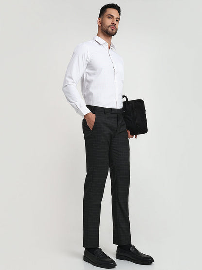 Park Avenue Men Grey Checks Slim Fit Polyester Blend Trouser