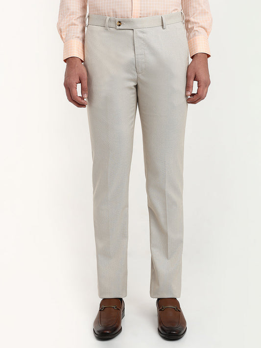 Park Avenue Men Brown Structure Slim Fit Polyester Blend Trouser