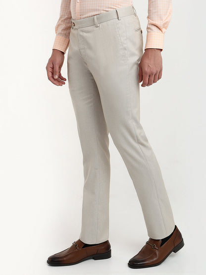 Park Avenue Men Brown Structure Slim Fit Polyester Blend Trouser