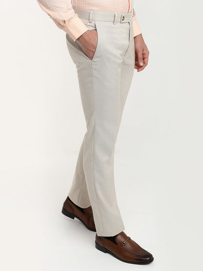Park Avenue Men Brown Structure Slim Fit Polyester Blend Trouser
