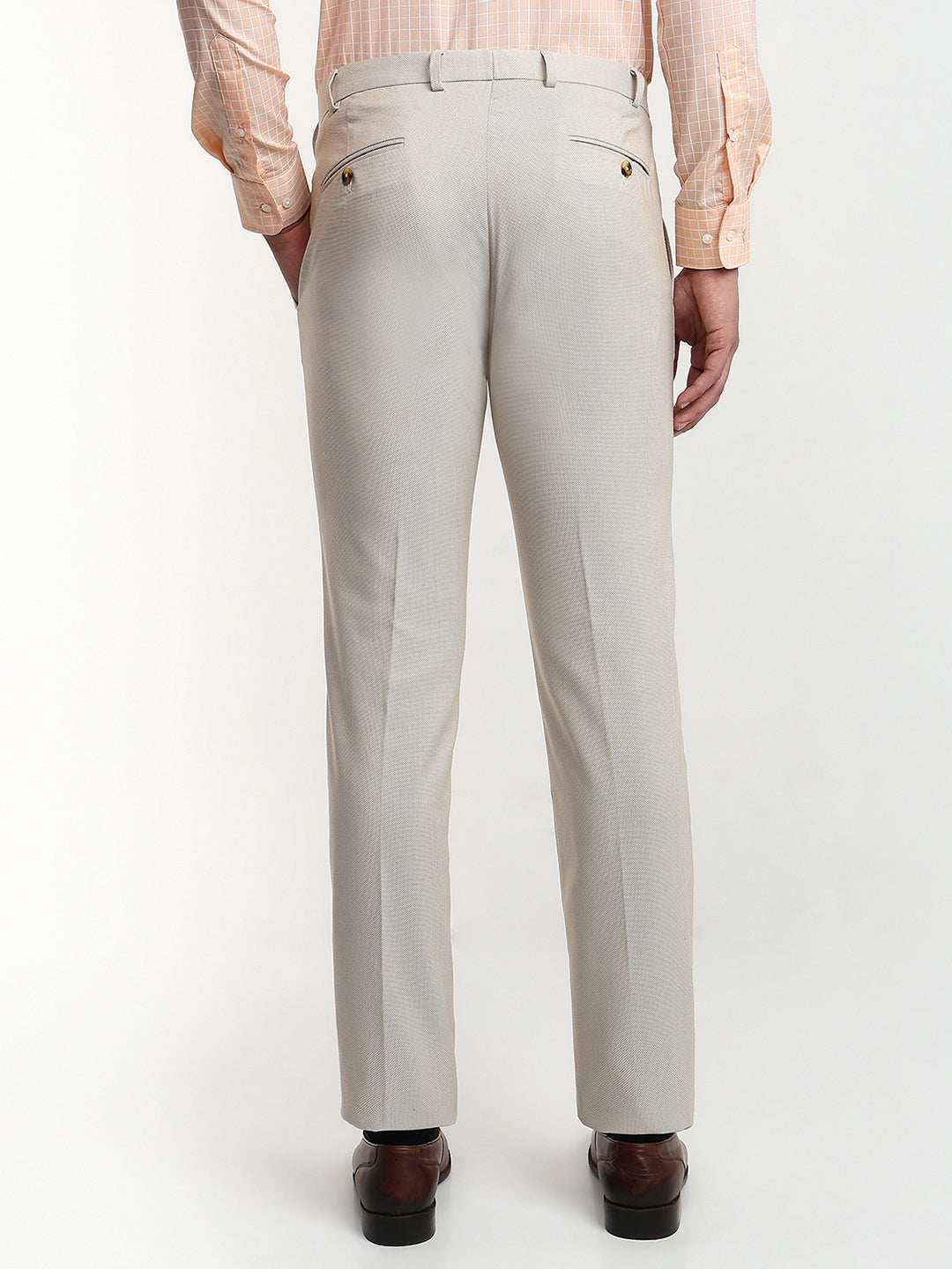 Park Avenue Men Brown Structure Slim Fit Polyester Blend Trouser