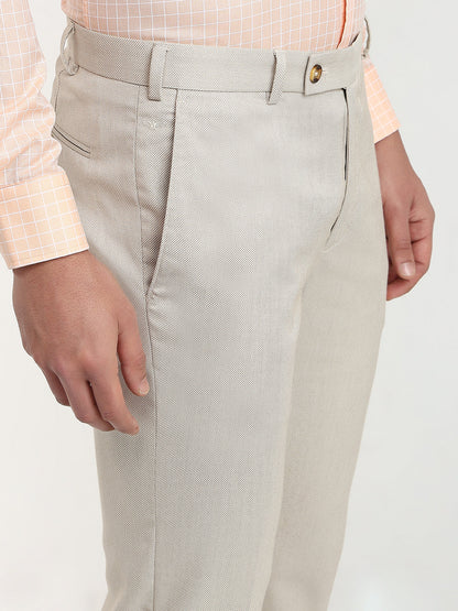 Park Avenue Men Brown Structure Slim Fit Polyester Blend Trouser