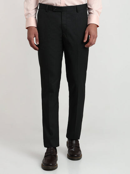 Park Avenue Men Grey Structure Slim Fit Polyester Blend Trouser