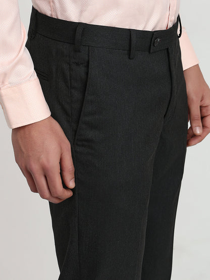 Park Avenue Men Grey Structure Slim Fit Polyester Blend Trouser