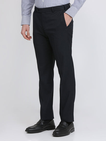 Park Avenue Men Grey Checks Slim Fit Polyester Blend Trouser