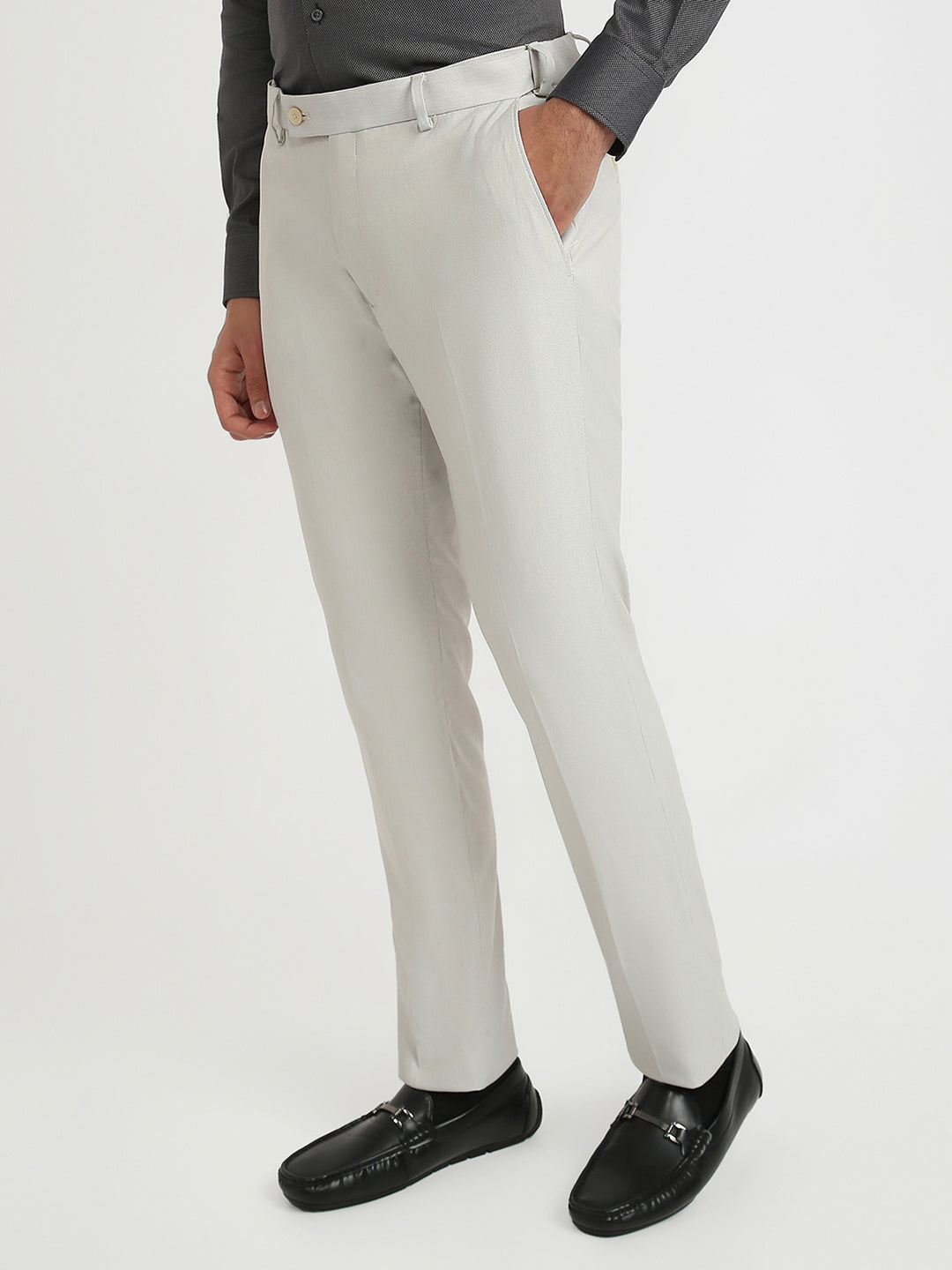 Park Avenue Men Brown Structure Slim Fit Polyester Blend Trouser