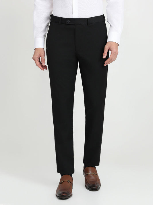 Park Avenue Men Black Solid Slim Fit Polyester Blend Trouser