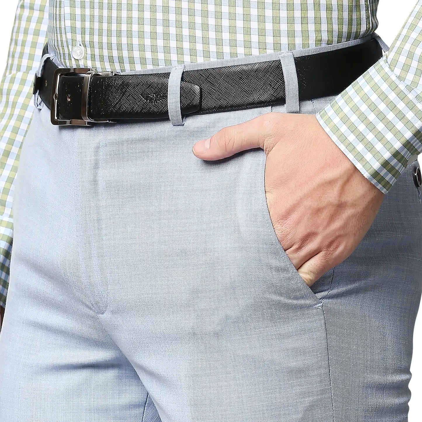 Men Blue Super Slim Fit Shark Skin Terry Rayon Blend Trouser