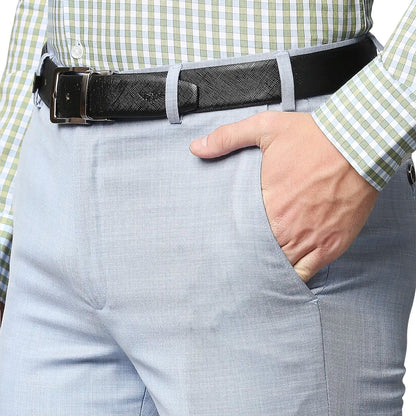 Men Blue Super Slim Fit Shark Skin Terry Rayon Blend Trouser