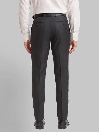 Park Avenue Men Grey Structure Super Slim Fit Polyester Blend Trousers