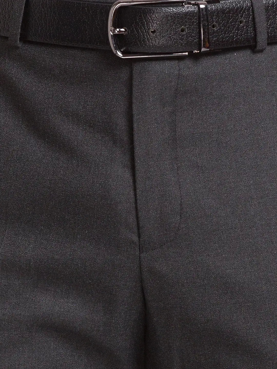 Park Avenue Men Grey Structure Super Slim Fit Polyester Blend Trousers