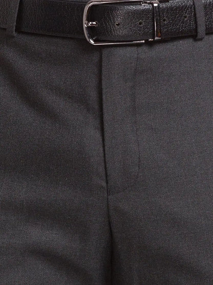 Park Avenue Men Grey Structure Super Slim Fit Polyester Blend Trousers