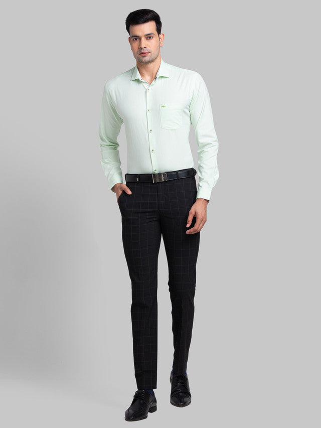Park Avenue Men Black Checkered Super Slim Fit Trouser