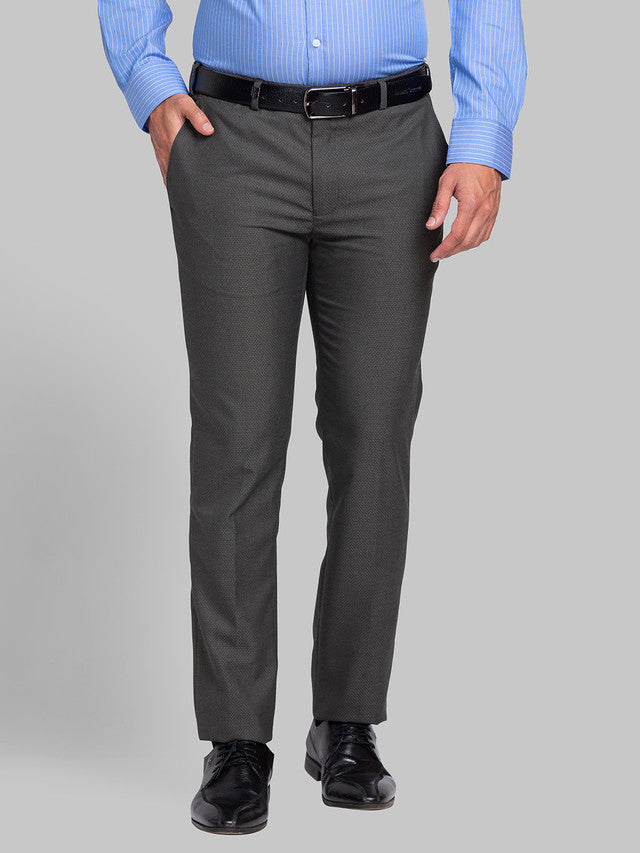 Park Avenue Men Green Self Design Super Slim Fit Trouser