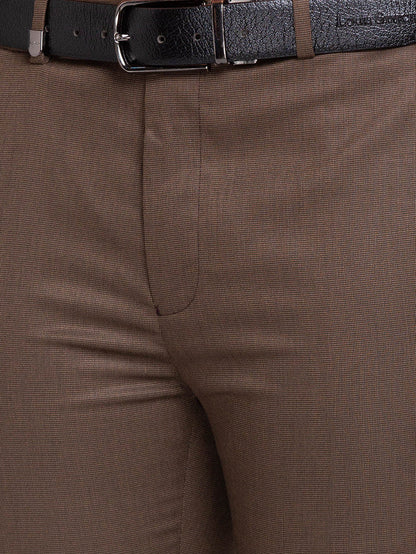Park Avenue Brown Structure Super Slim Fit Polyester Blend Trouser