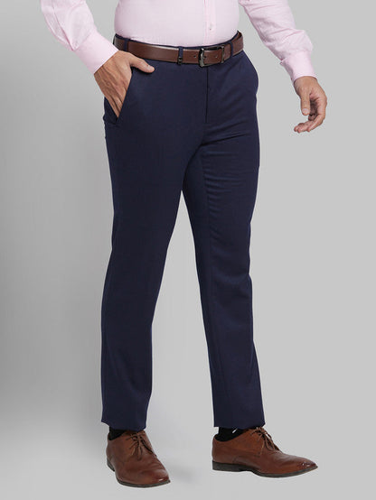 Park Avenue Men Blue Self Design Super Slim Fit Trouser