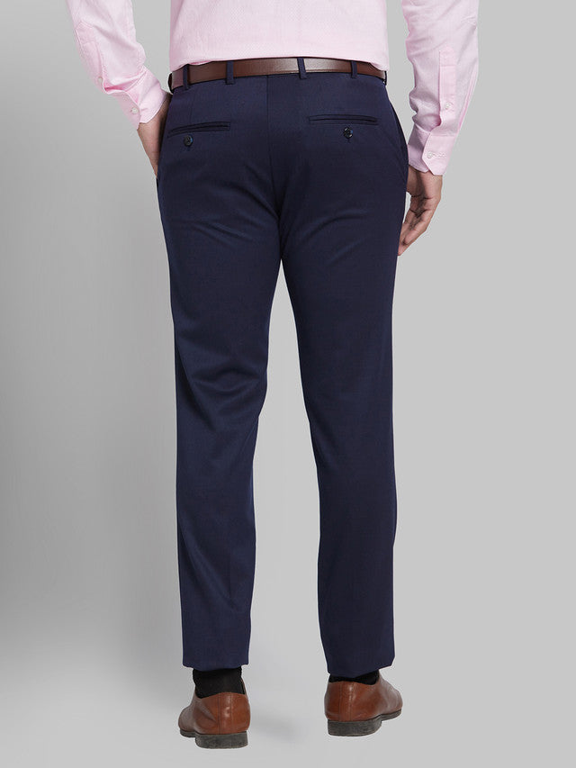 Park Avenue Men Blue Self Design Super Slim Fit Trouser