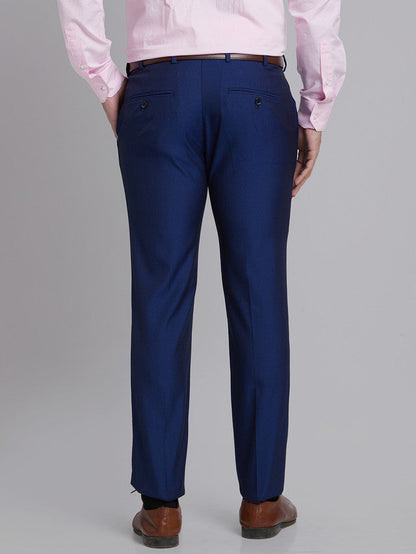 Park Avenue Men Blue Self Design Super Slim Fit Trouser