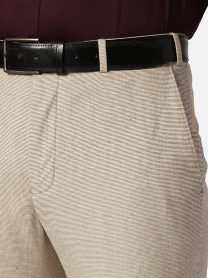 Park Avenue Slim Fit Checkered Medium Khaki Trouser