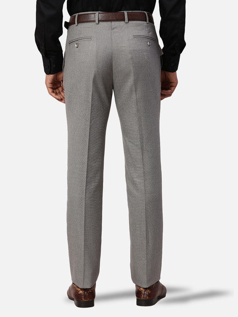 Park Avenue Men Grey Structured Slim Fit Polyester Blend Trouser