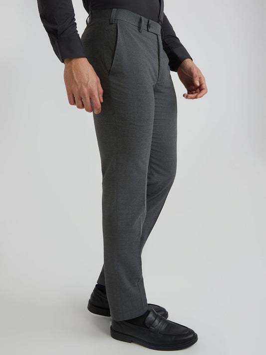 Park Avenue Men Grey Solid Slim Fit Wool Blend Trouser