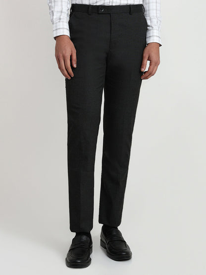 Park Avenue Men Black Solid Slim Fit Polyester Blend Trouser