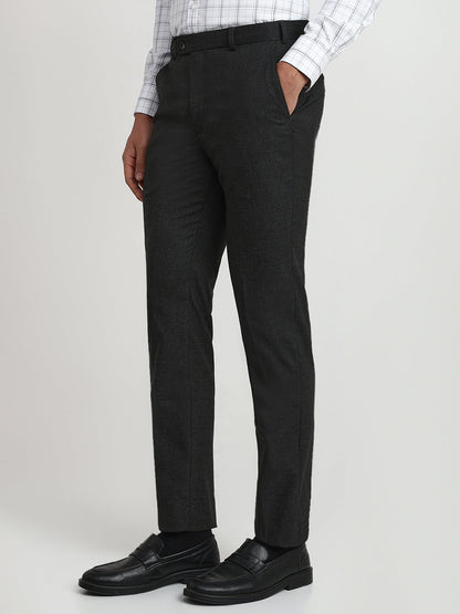 Park Avenue Men Black Solid Slim Fit Polyester Blend Trouser