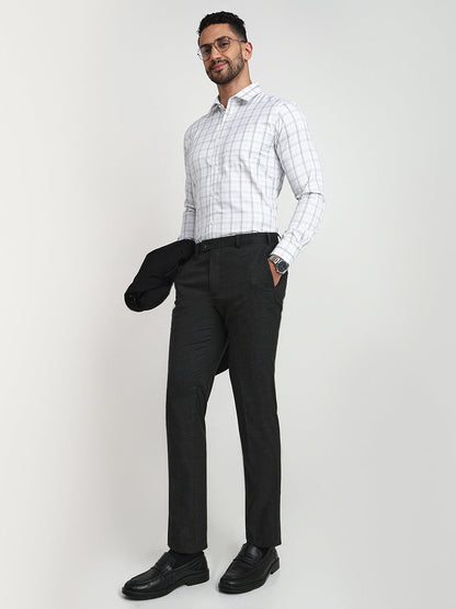 Park Avenue Men Black Solid Slim Fit Polyester Blend Trouser