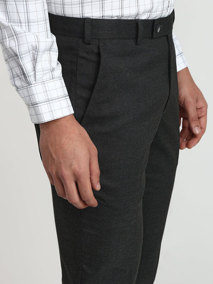 Park Avenue Men Black Solid Slim Fit Polyester Blend Trouser