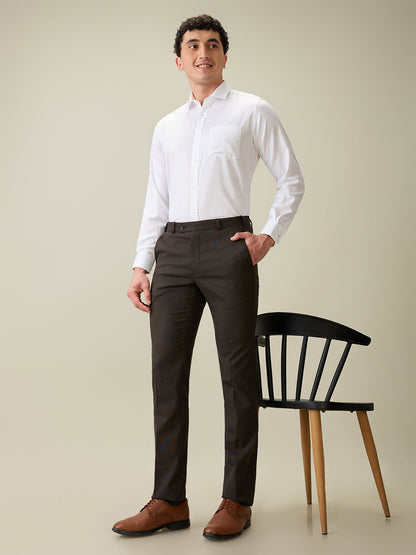 Park Avenue Men Brown Solid Slim Fit Polyester Blend Trouser