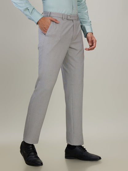 Park Avenue Men Grey Dobby Slim Fit Polyester Blend Trouser