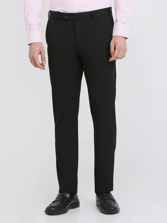 Park Avenue Men Black Solid Slim Fit Polyester Blend Trouser