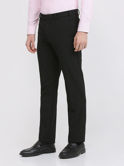 Park Avenue Men Black Solid Slim Fit Polyester Blend Trouser