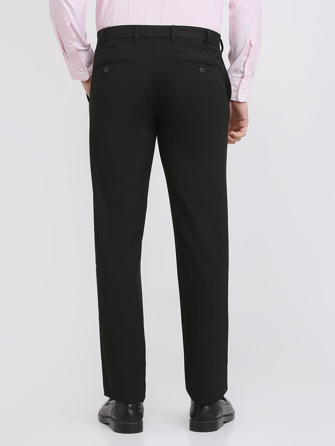 Park Avenue Men Black Solid Slim Fit Polyester Blend Trouser