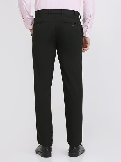 Park Avenue Men Black Solid Slim Fit Polyester Blend Trouser